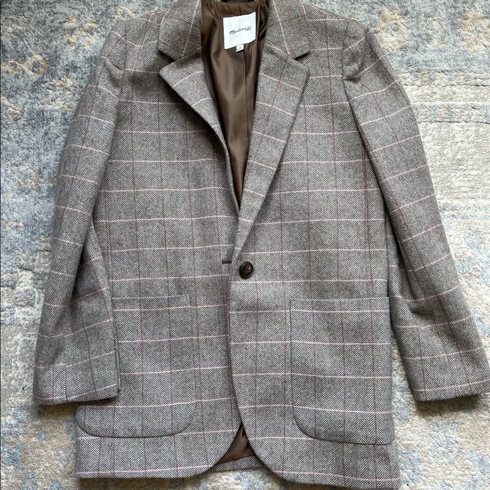 Wool blazer one button check
